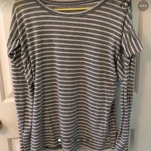 Gray and white striped sweater